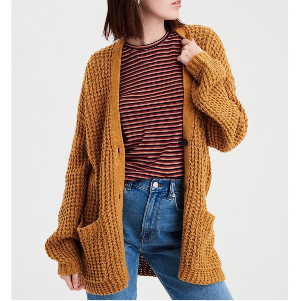 AE: Slouchy Waffle Knit Cardigan